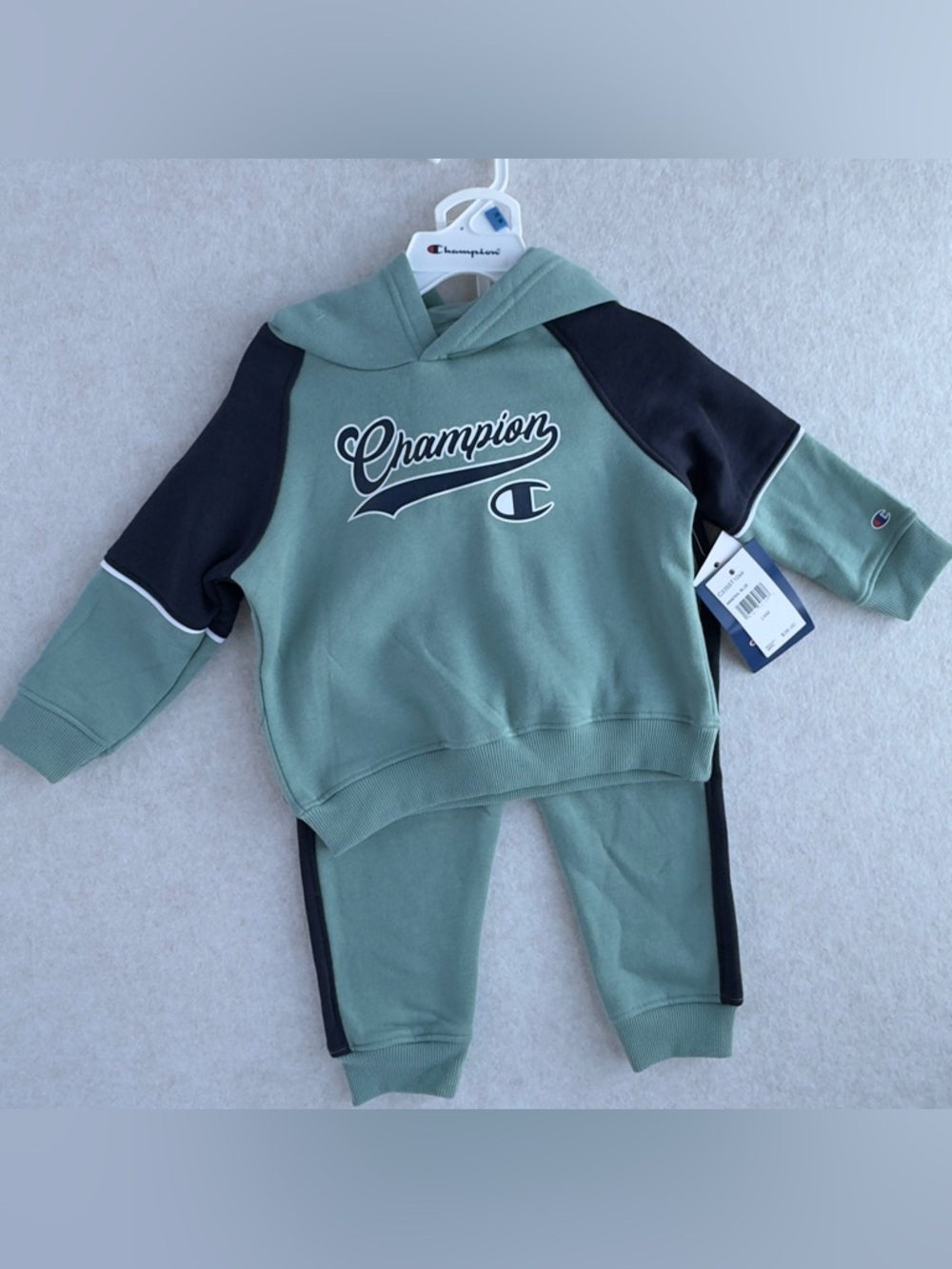 Champion Baby Boys 2 Piece Logo Hoodie Jogger Set Blue Size 24 Months NWT NEW